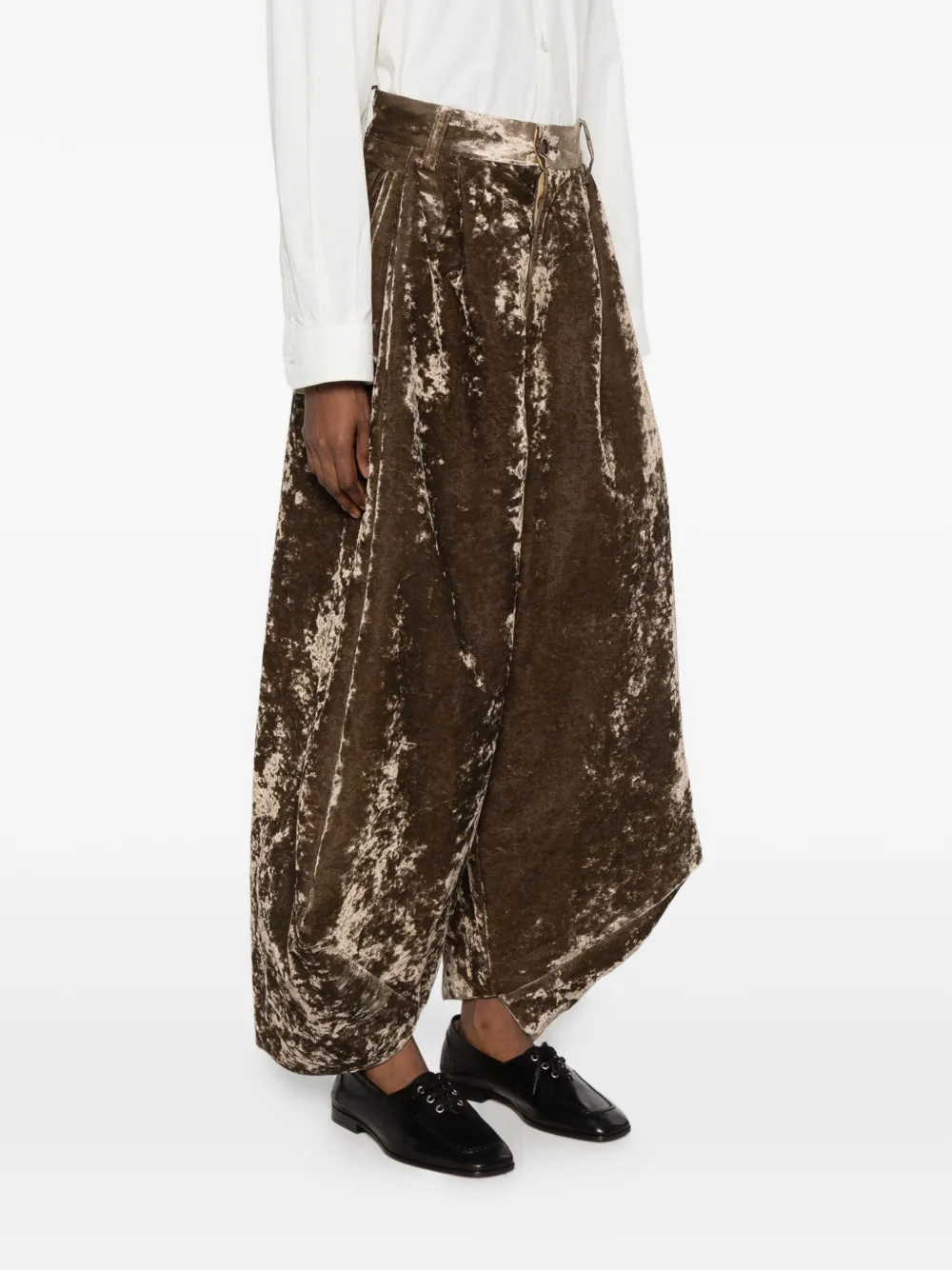 Uma Wang Lassie velvet-effect wide-leg trousers Groen