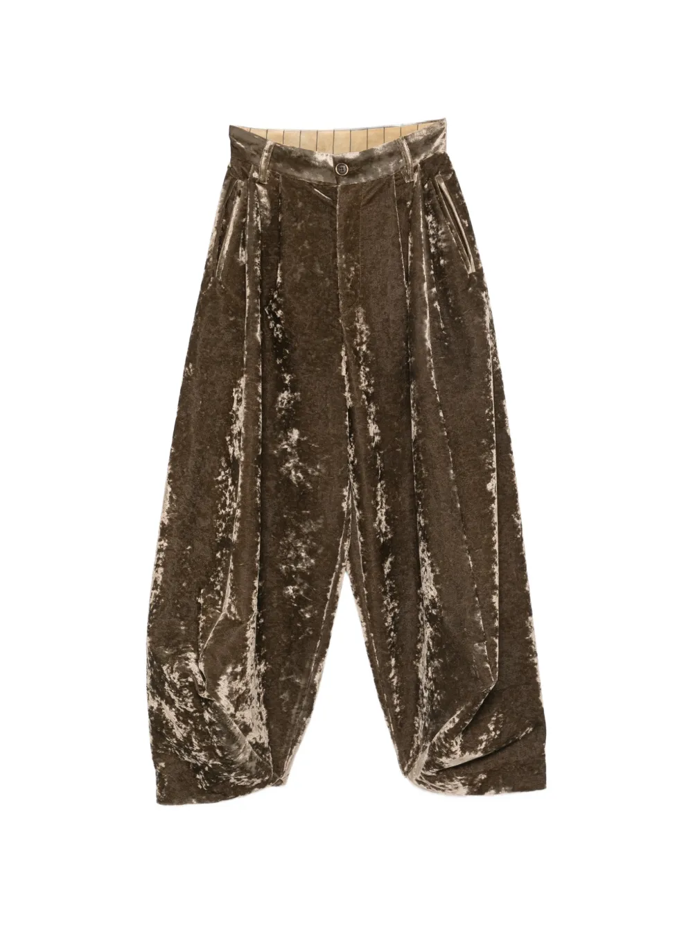 Uma Wang Lassie velvet-effect wide-leg trousers Groen