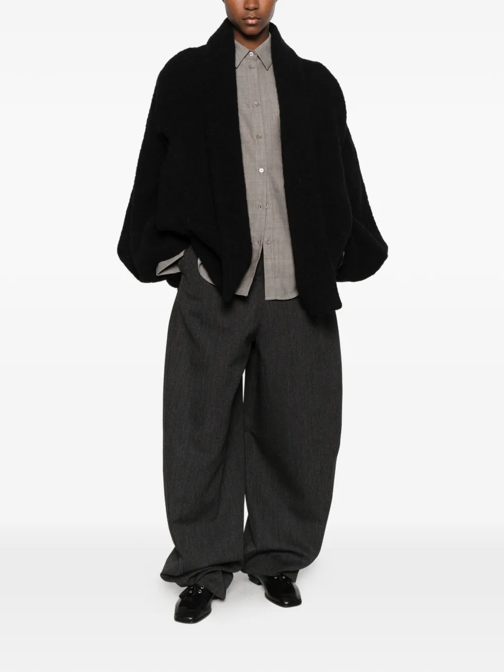 Uma Wang Knook shawl-collar oversized jacket Zwart