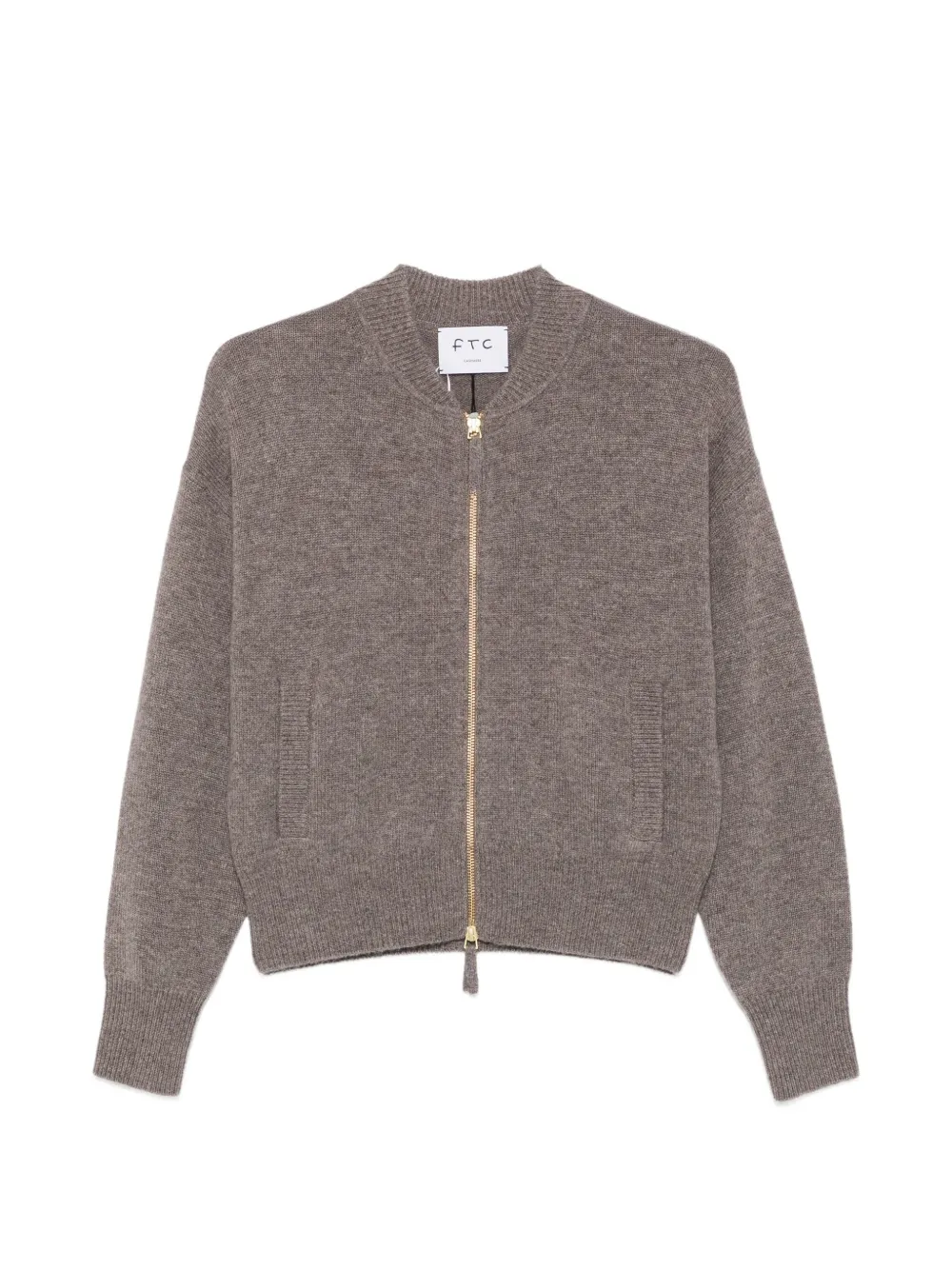 Ftc zip-up ribbed-trim cardigan - Marrone