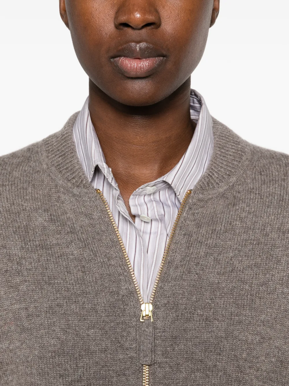 Ftc zip-up ribbed-trim cardigan Bruin