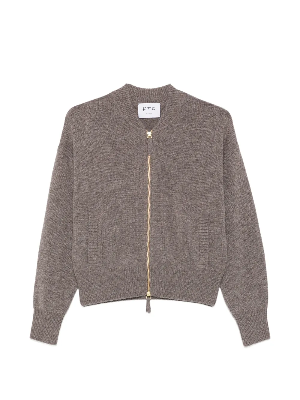 Ftc zip-up ribbed-trim cardigan - Marrone