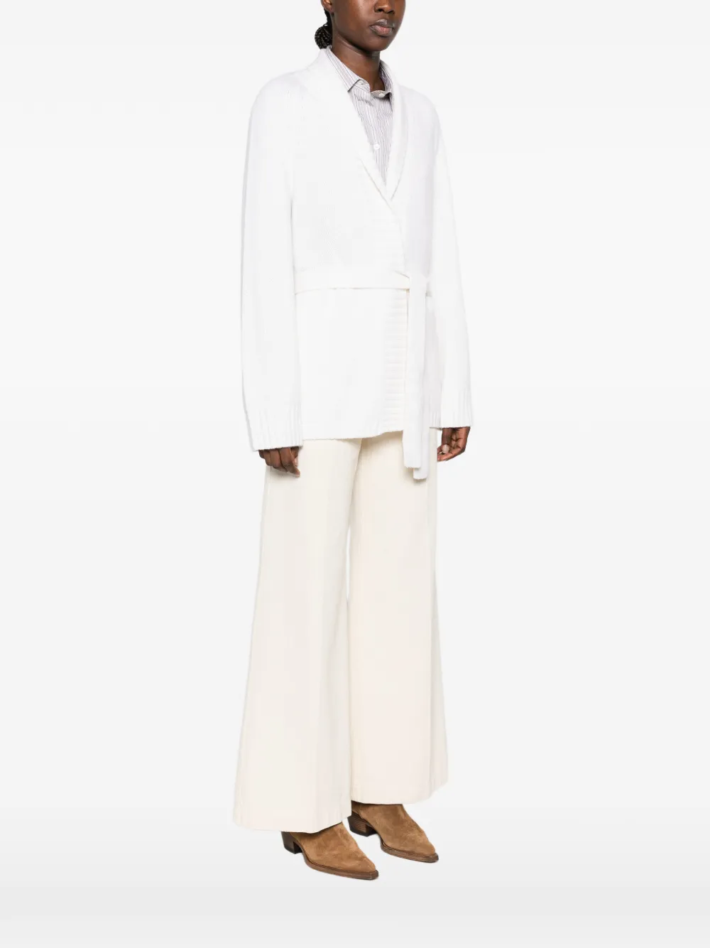 Ftc belted shawl-collar cardigan Beige