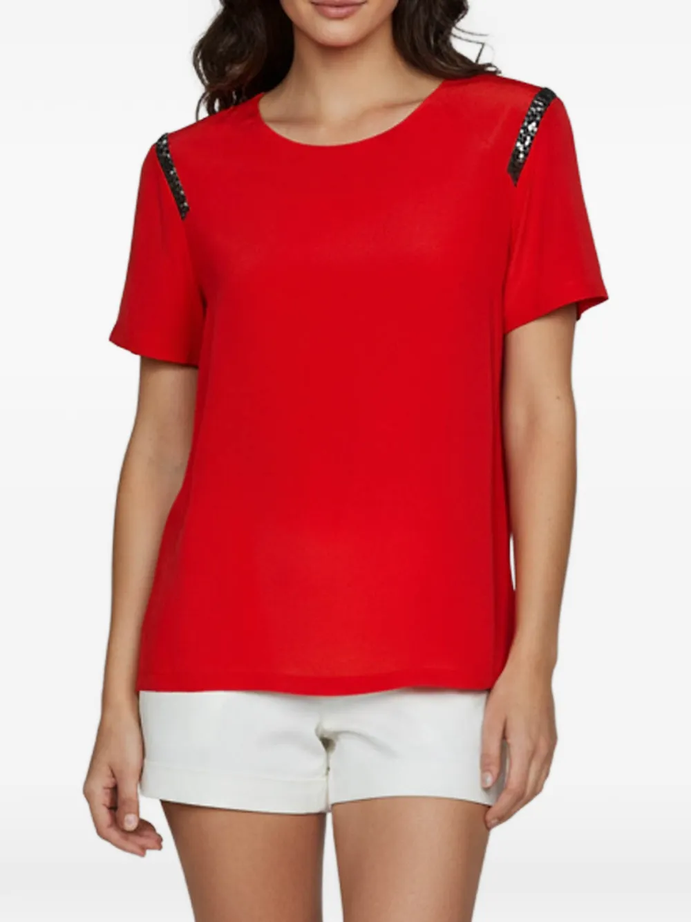 SANDRO Lurex-trim top - Rosso
