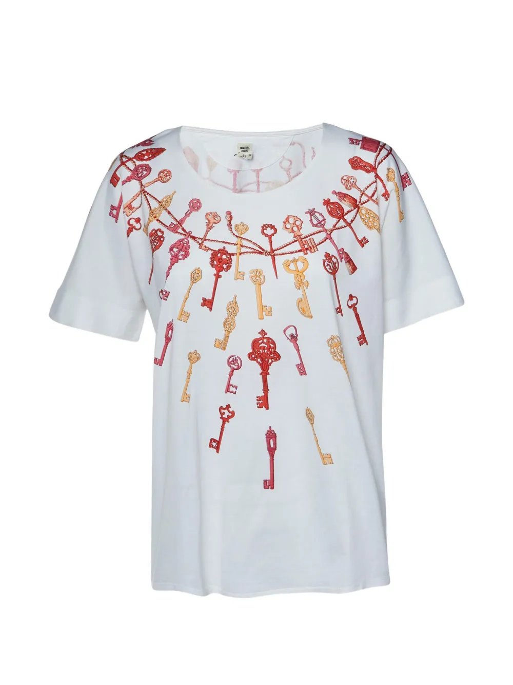 Pre-owned Hermes Les Cles Print T-shirt In White
