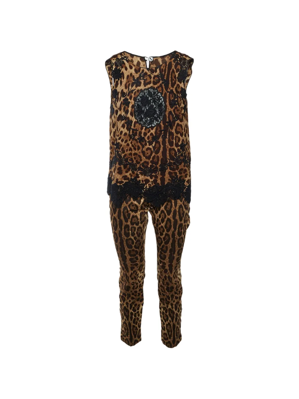Dolce & Gabbana Pre-Owned leopard-print lace-trim suit - Marrone