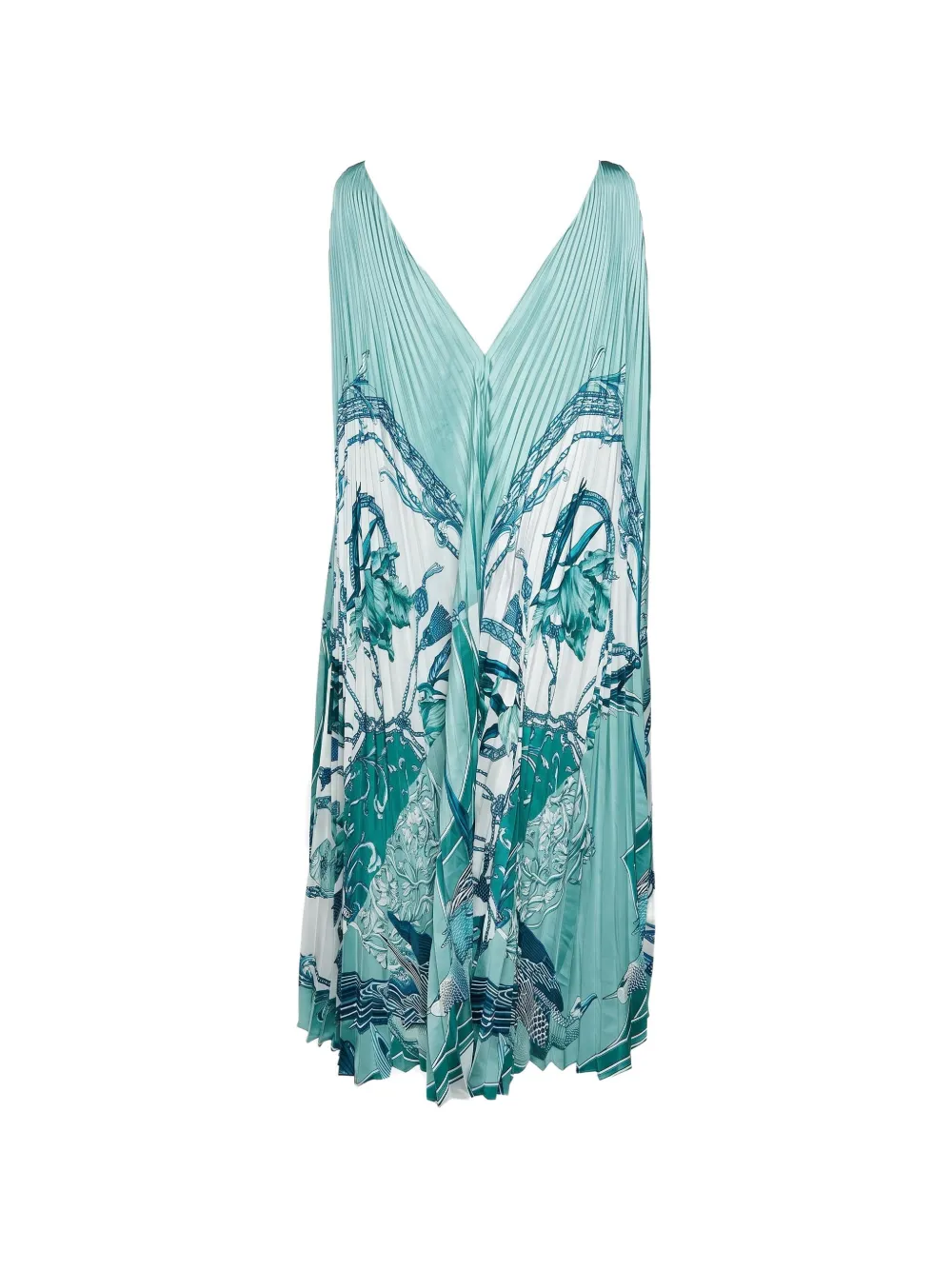Ferragamo Pre-Owned floral-print plissé midi dress - Green