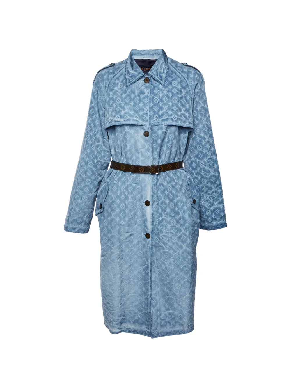 Louis Vuitton Pre-Owned monogram belted trench coat - Blu