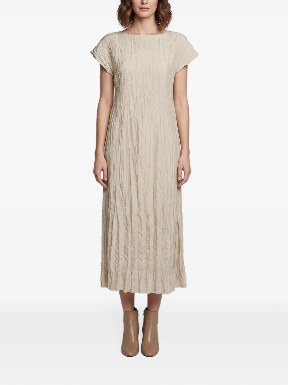 TOTEME crinkled cap-sleeve midi dress - Toni neutri