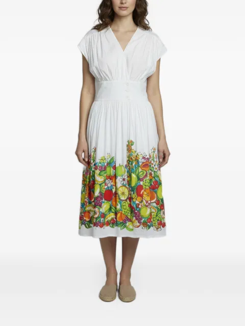 Boutique Moschino Midikleid mit Früchte-Print und V-Ausschnitt
