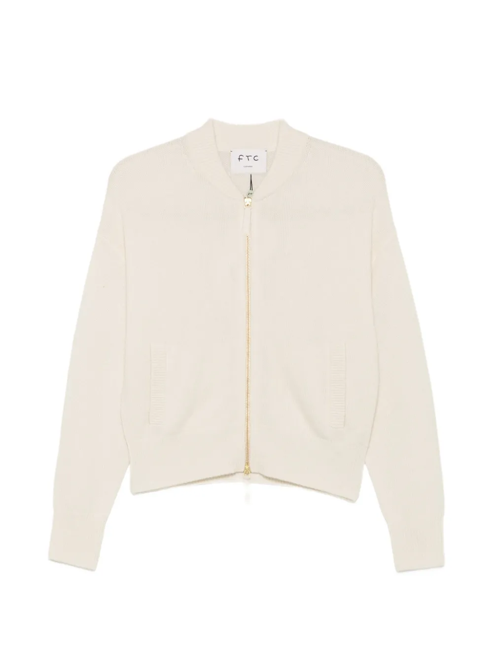 Ftc zip-up ribbed-trim cardigan - Nude