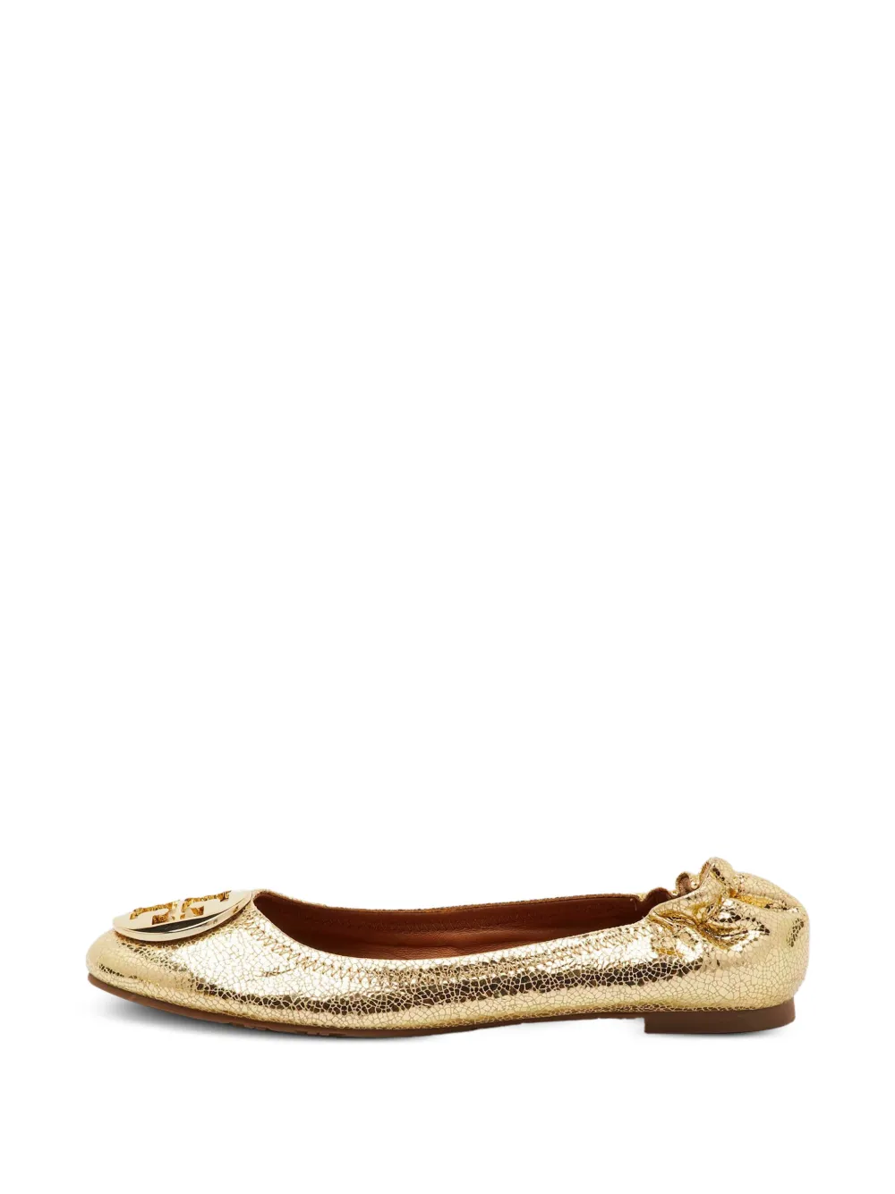 Tory Burch Minnie logo-plaque ballet flats - Gold