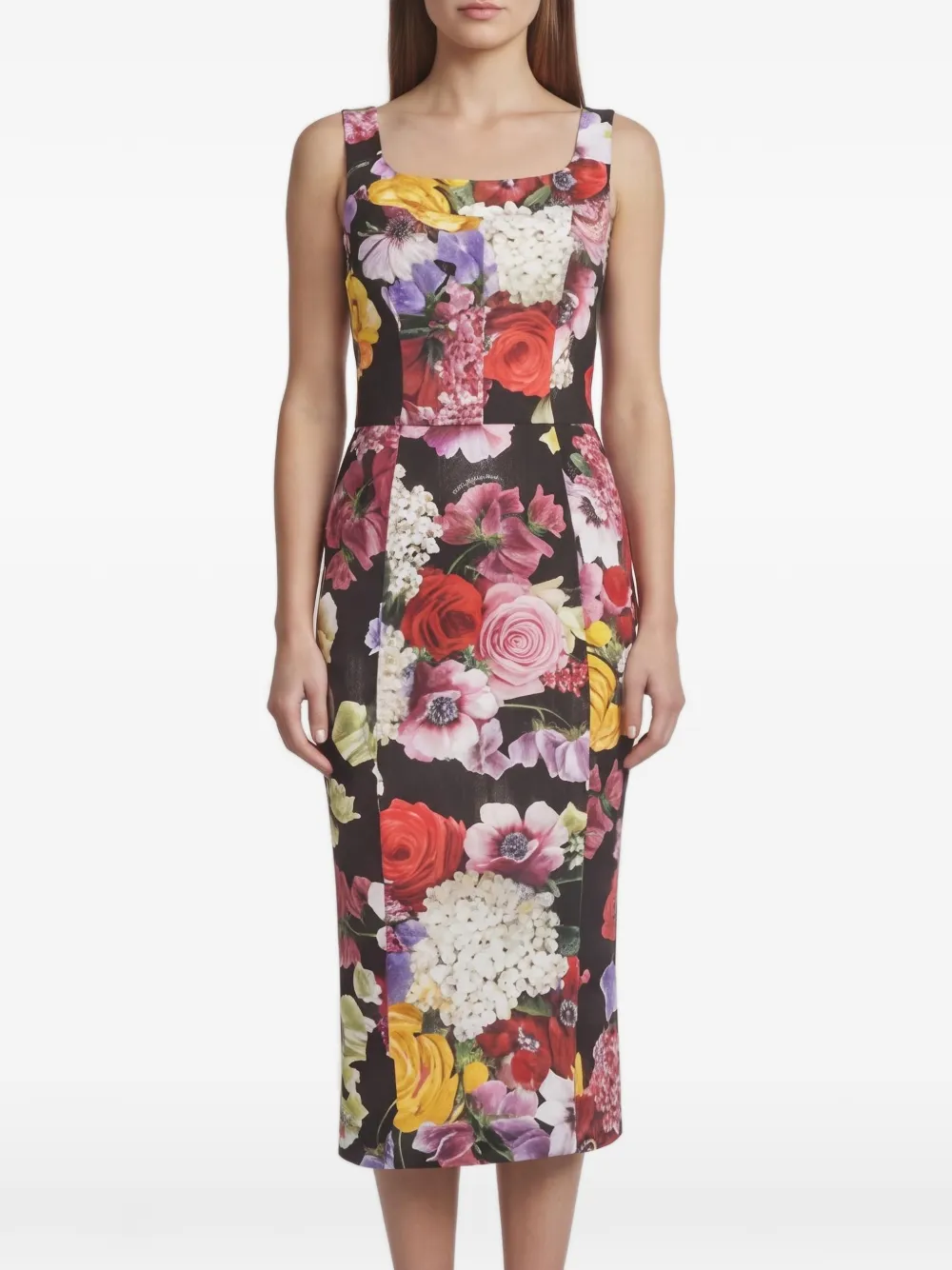 Dolce & Gabbana Pre-Owned floral-print mesh midi dress - Black