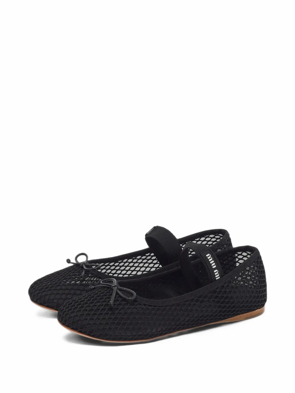 Miu Miu Pre-Owned Mary-Jane-Ballerinas aus Mesh - Schwarz
