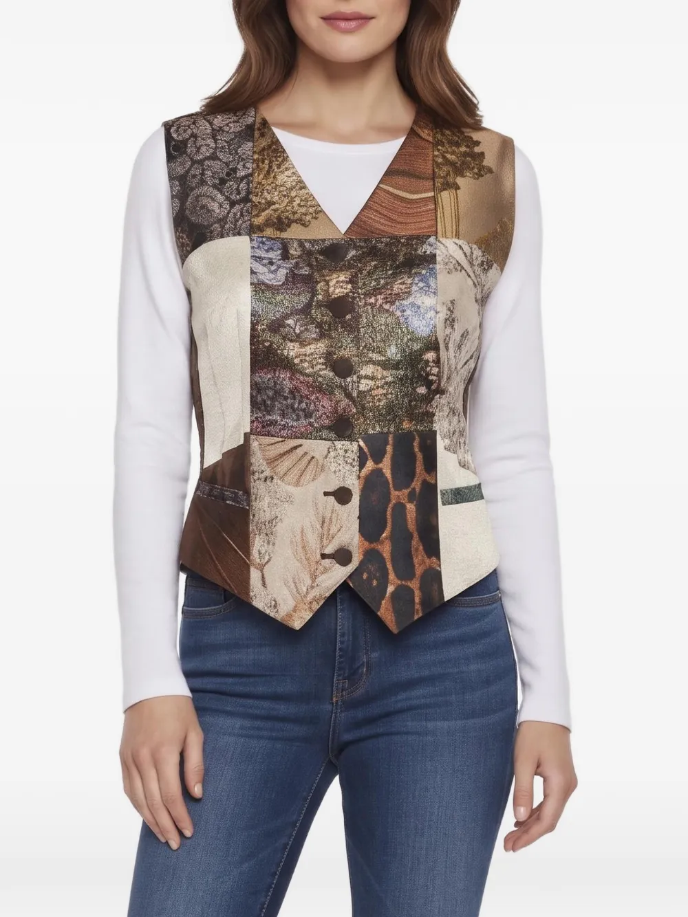 Dolce & Gabbana Pre-Owned patchwork jacquard vest - Braun