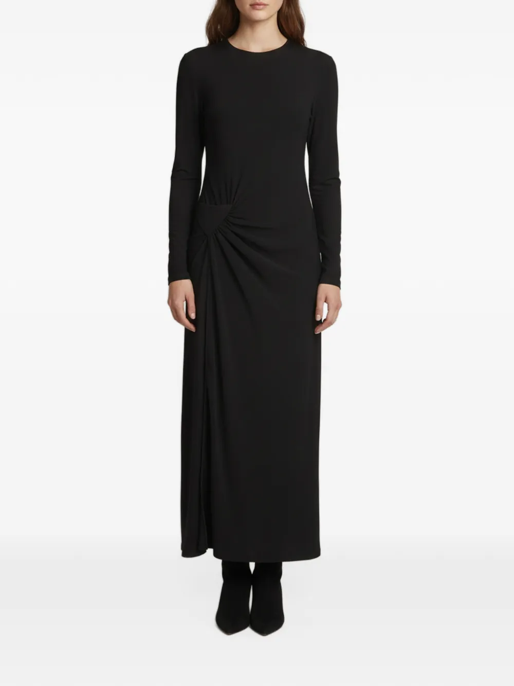 Prada Pre-Owned robe longue drapée à fente - Noir Prada Pre-Owned robe longue drapée à fente - Noir