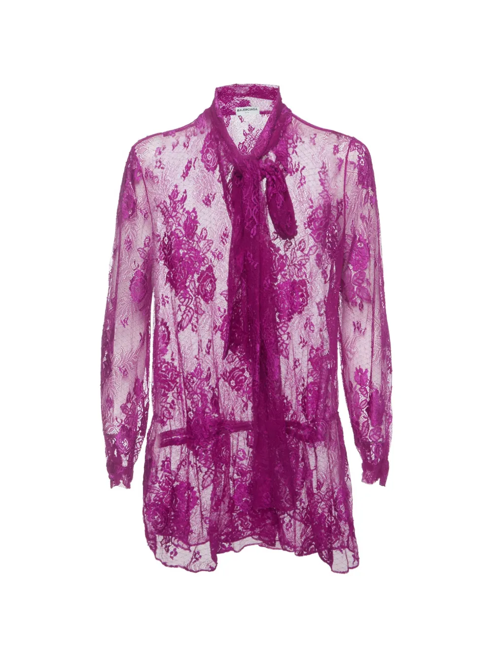Pre-owned Balenciaga Sheer Neck-tie Blouse In Pink