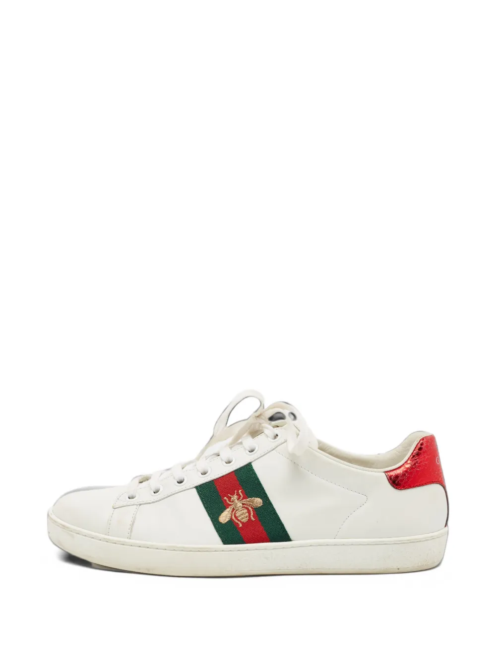 Pre-owned Gucci Ace Web Sneakers In White
