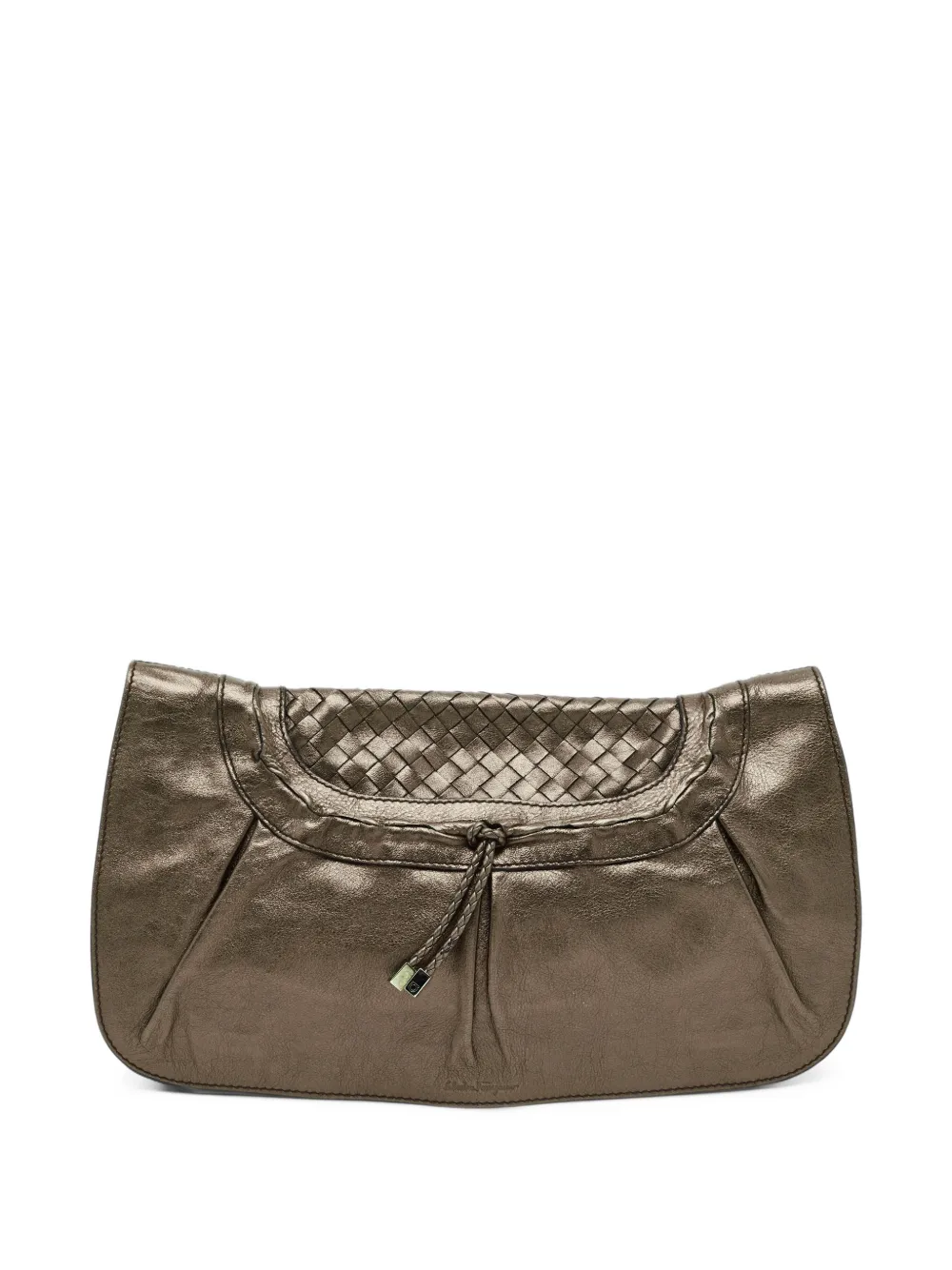 Ferragamo Pre-Owned woven trim fold-over clutch bag - Marrone