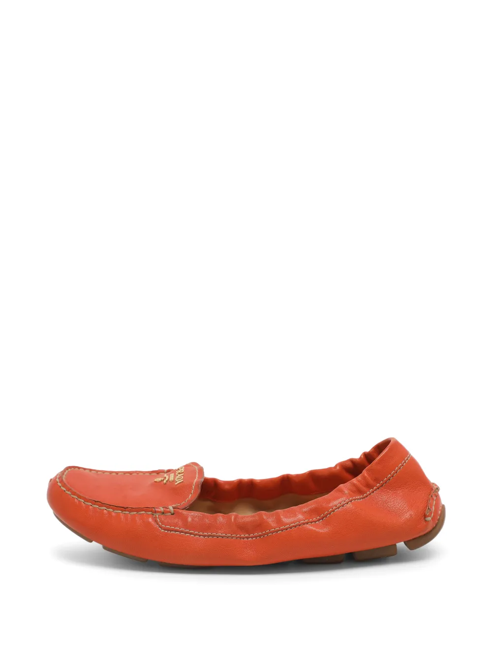 Prada Pre-Owned scrunch leather loafers - Orange