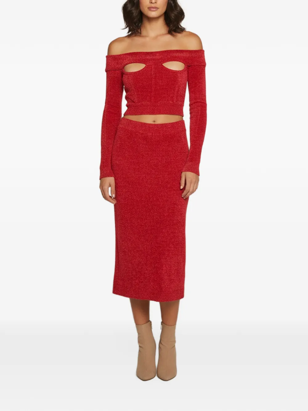 MILÓ MARIA Kitty cutout-detail skirt and top set - Rosso