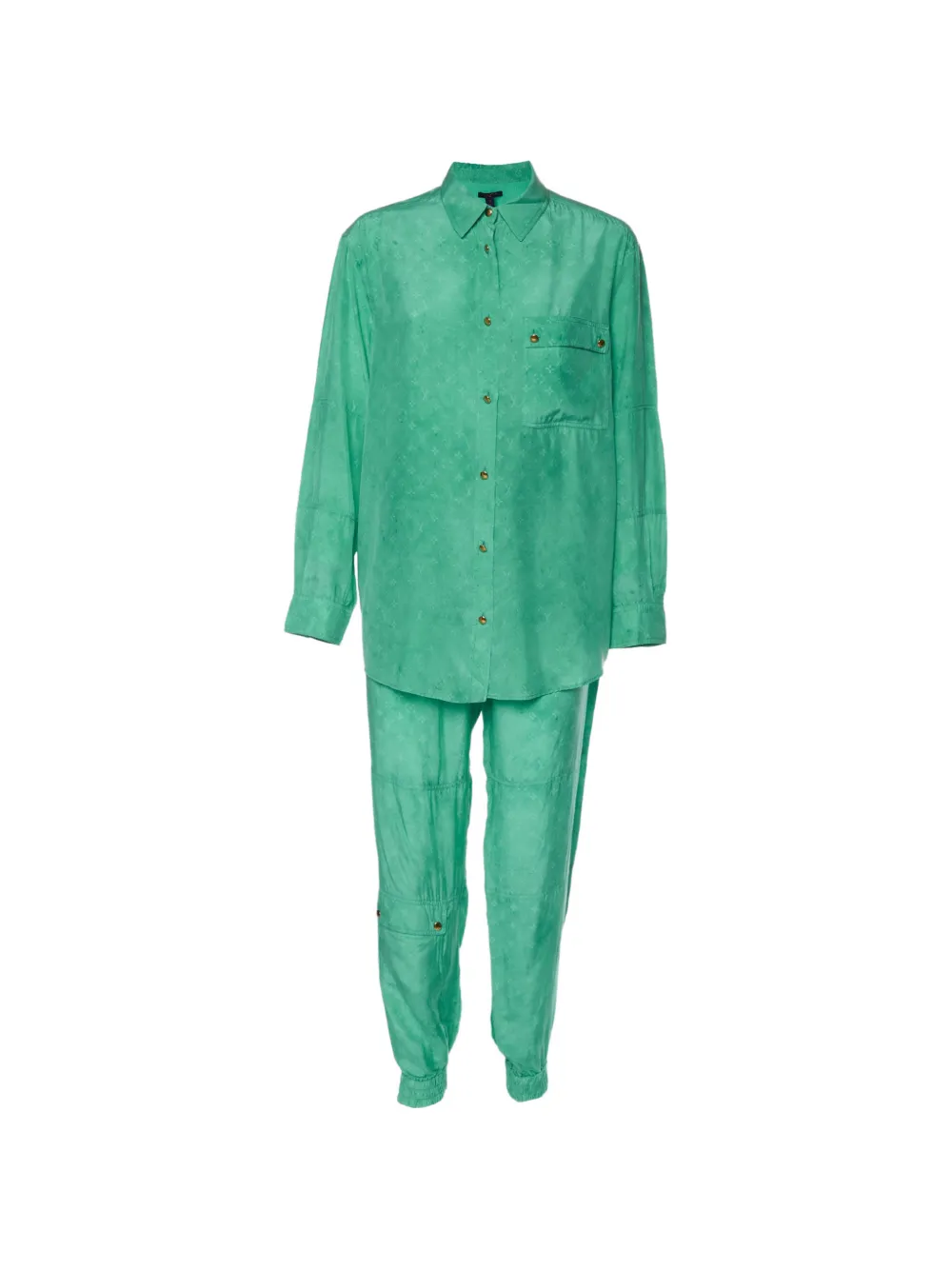 Louis Vuitton Pre-Owned Monogram-pattern satin shirt and trousers set - Green