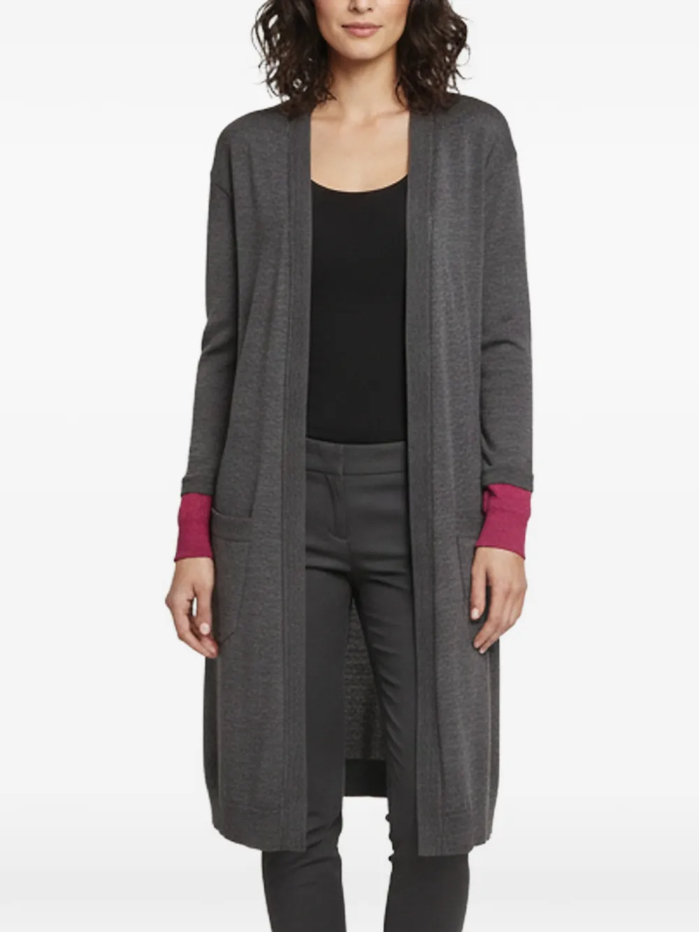 Pre-owned Zadig & Voltaire Romy Open-front Long Cardigan In Grey
