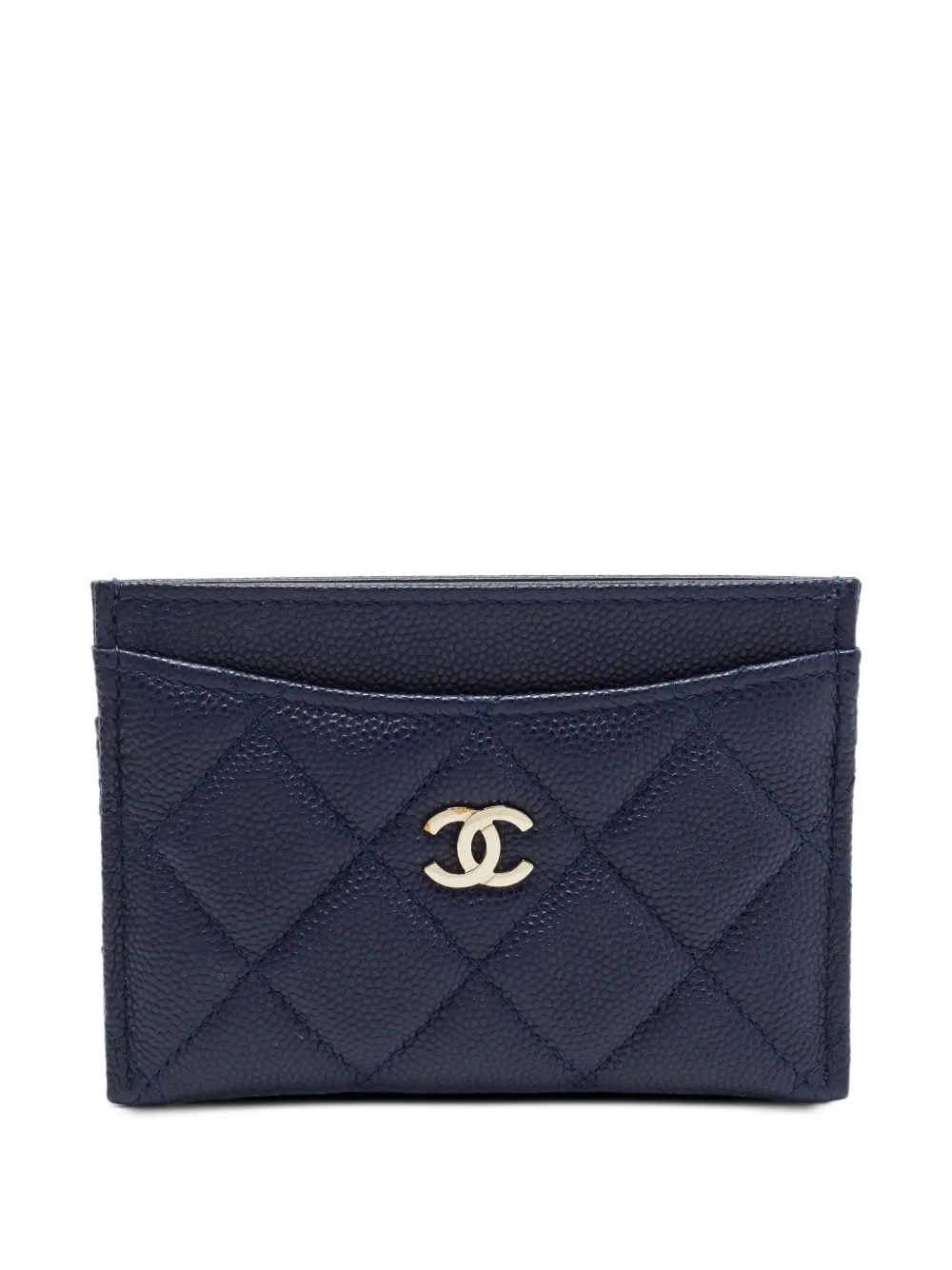 CHANEL Pre-Owned 2021 logo-plaque quilted card holder - Blue