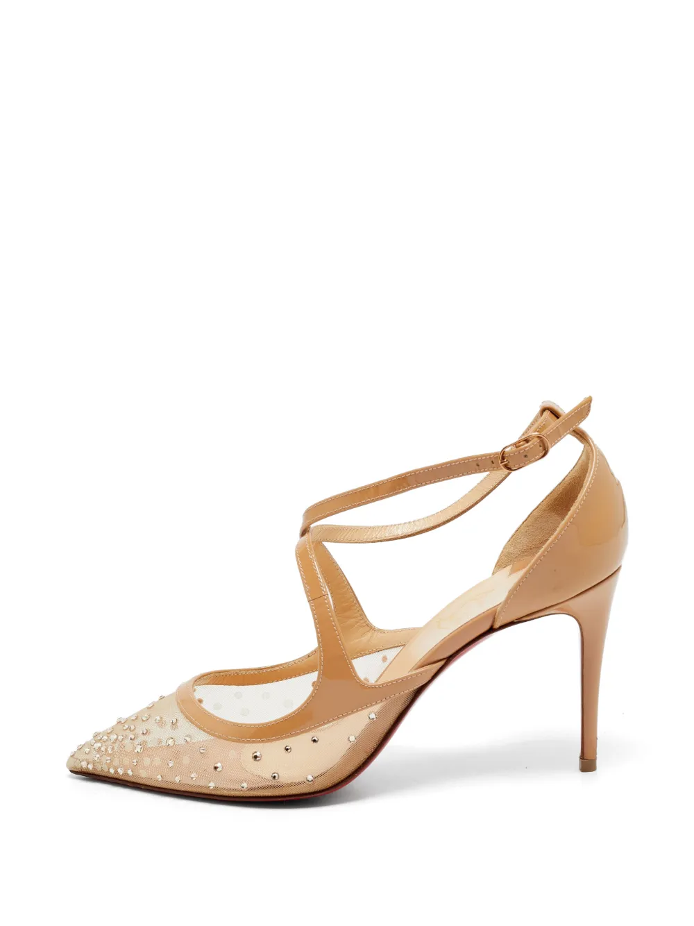 Christian Louboutin Pre-Owned Twistissima crystal-embellished pumps - Nude