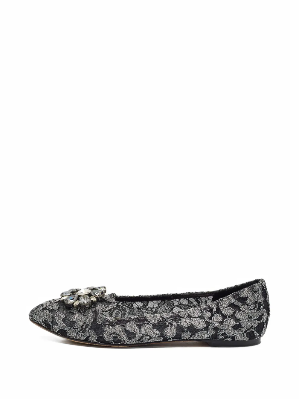 Dolce & Gabbana Pre-Owned ballerines Vally à ornements de cristaux - Noir