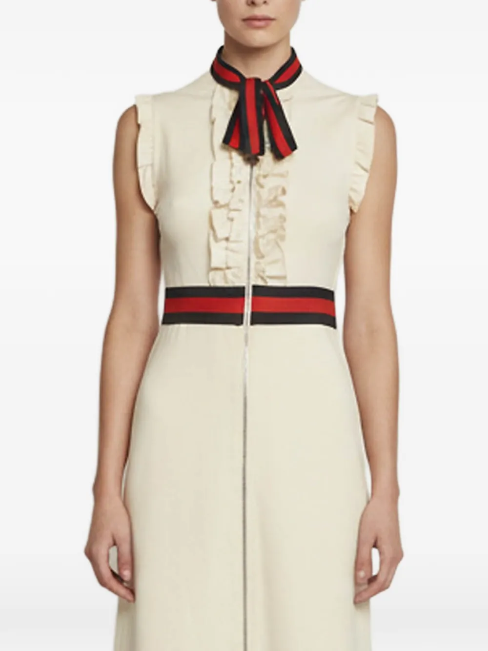 Gucci Pre-Owned Web-stripe ruffled mini dress - Toni neutri