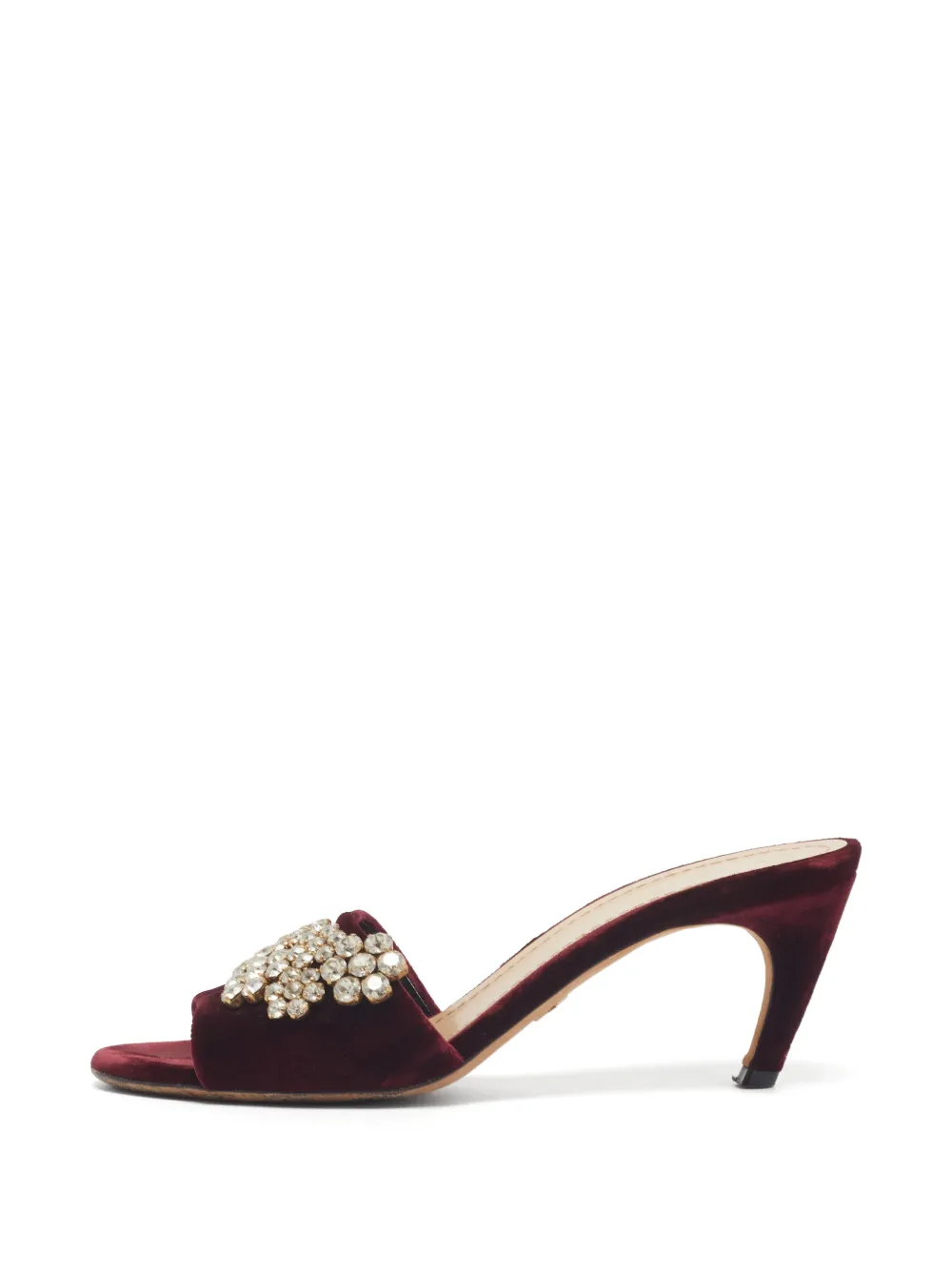 Christian Dior Pre-Owned crystal-embellished velvet heeled sandals - Rosso
