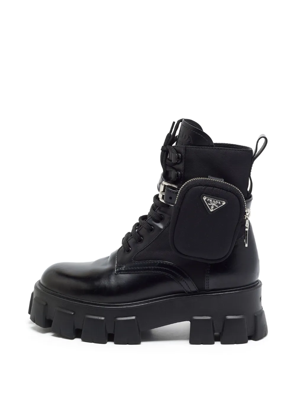 Prada Pre-Owned Monolith pouch-detail combat boots - Nero