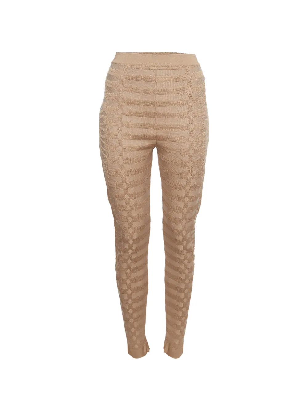 Balmain Pre-Owned chevron-pattern knit trousers - Nude