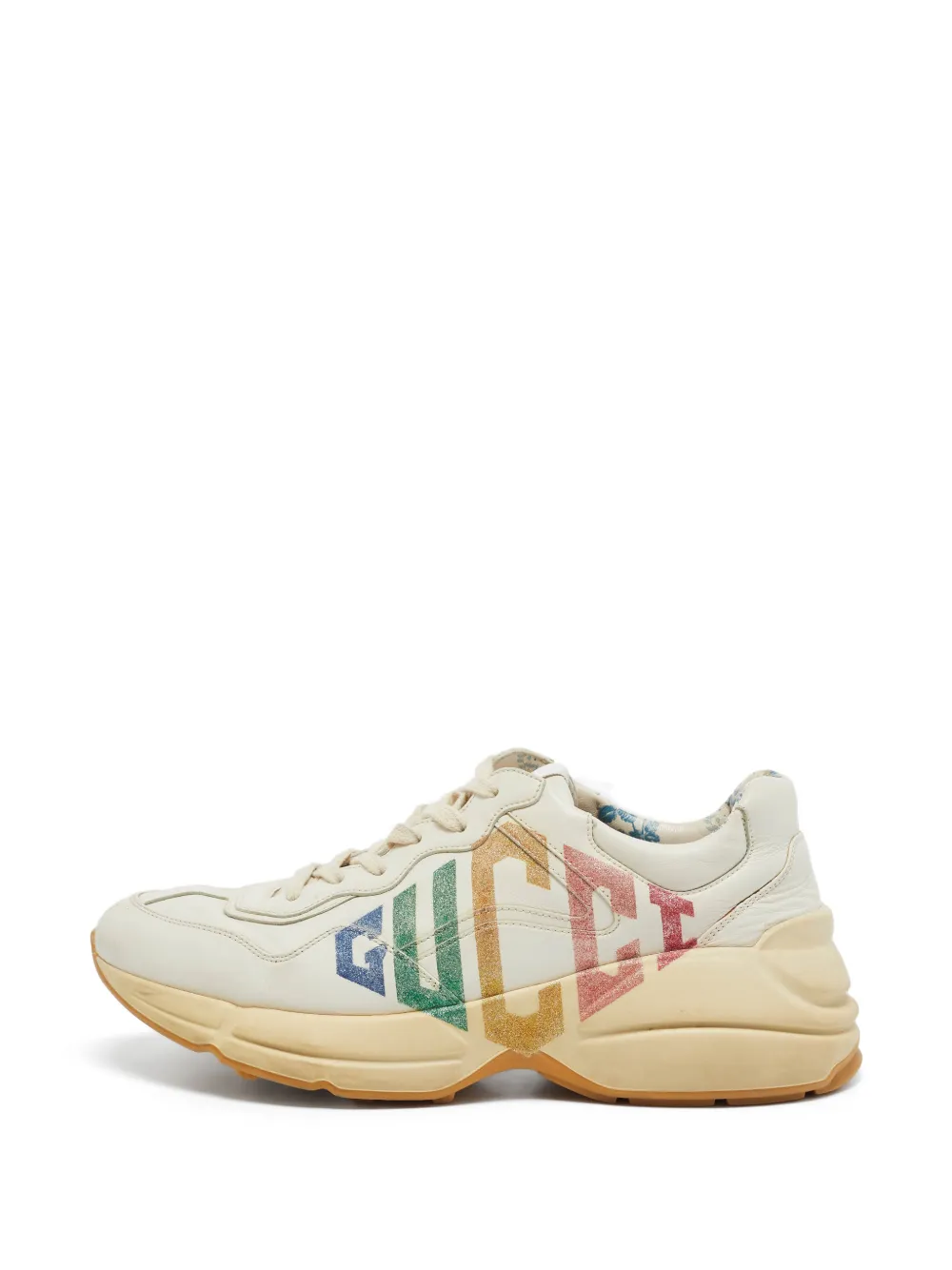 Gucci Pre-Owned Rhyton logo-print sneakers - Nude
