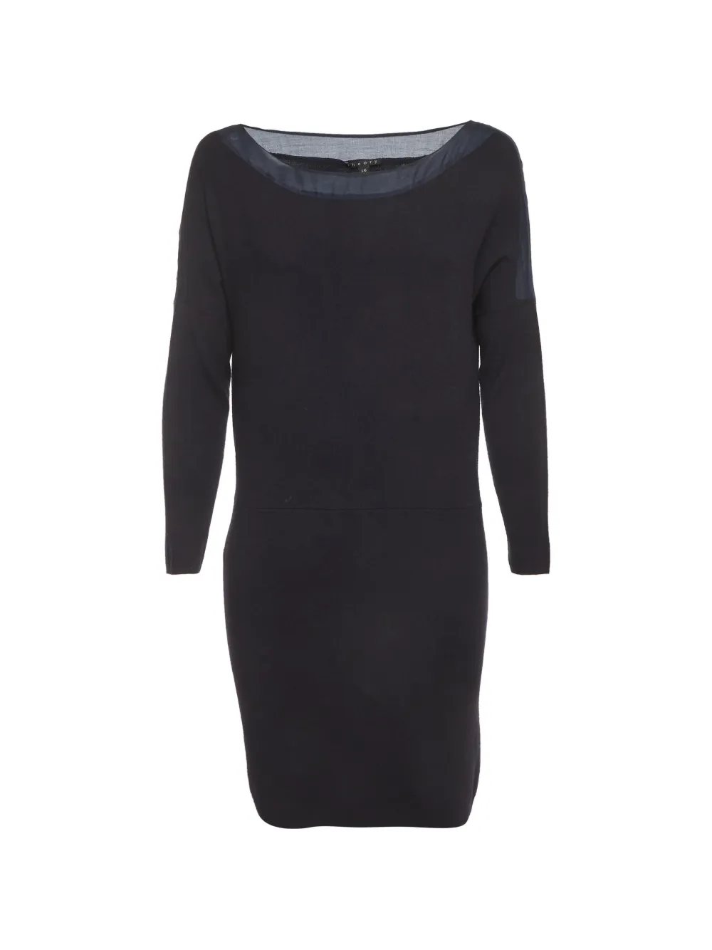 Pre-owned Theory Antonia Boat-neck Long-sleeved Fitted Mini Dress In Blue
