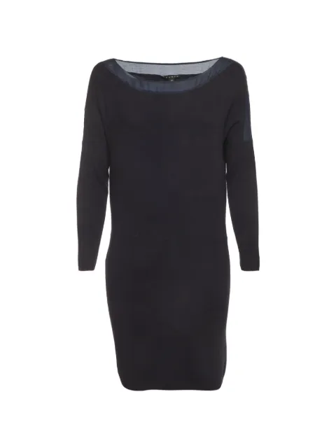 Theory Antonia boat-neck long-sleeved fitted mini dress