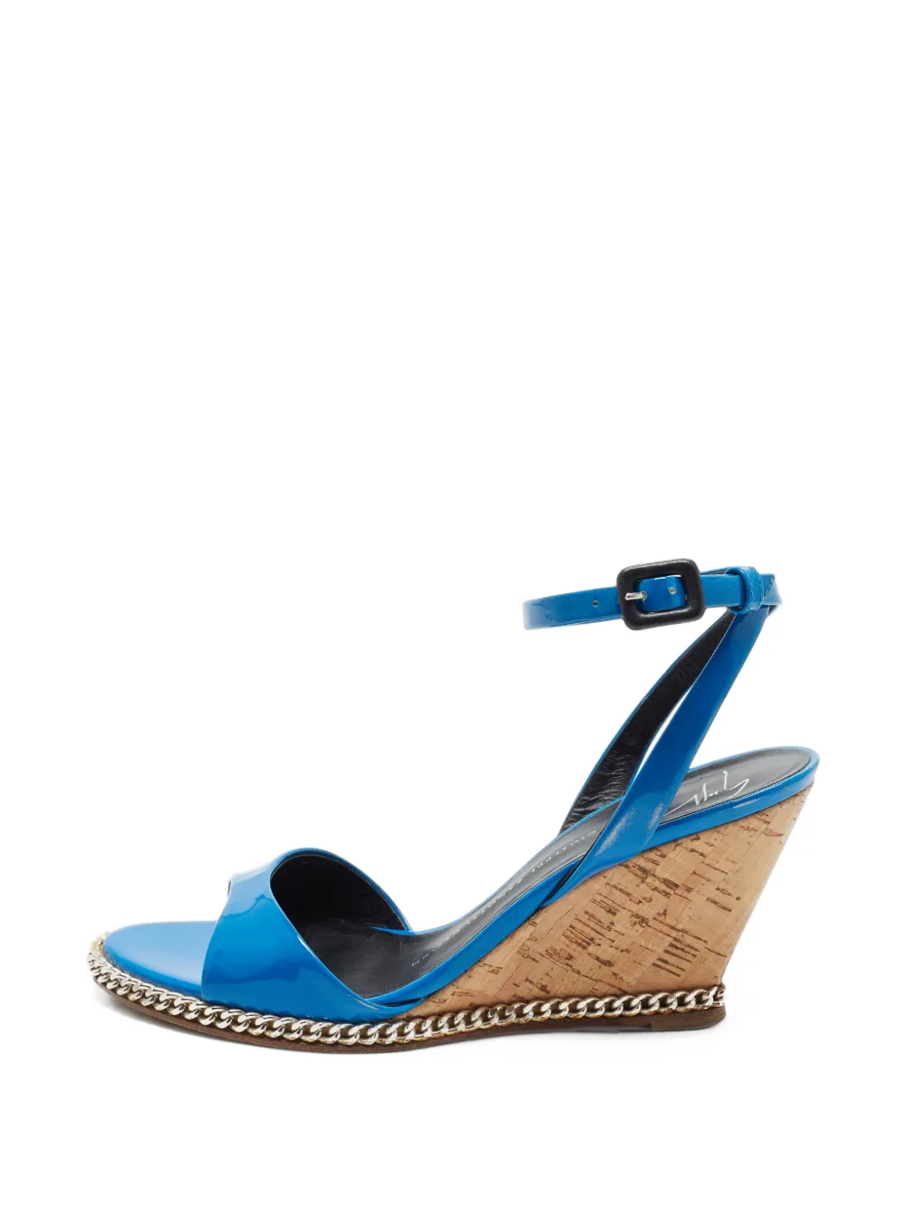 Giuseppe Zanotti Vintage patent leather wedge sandals - Blau