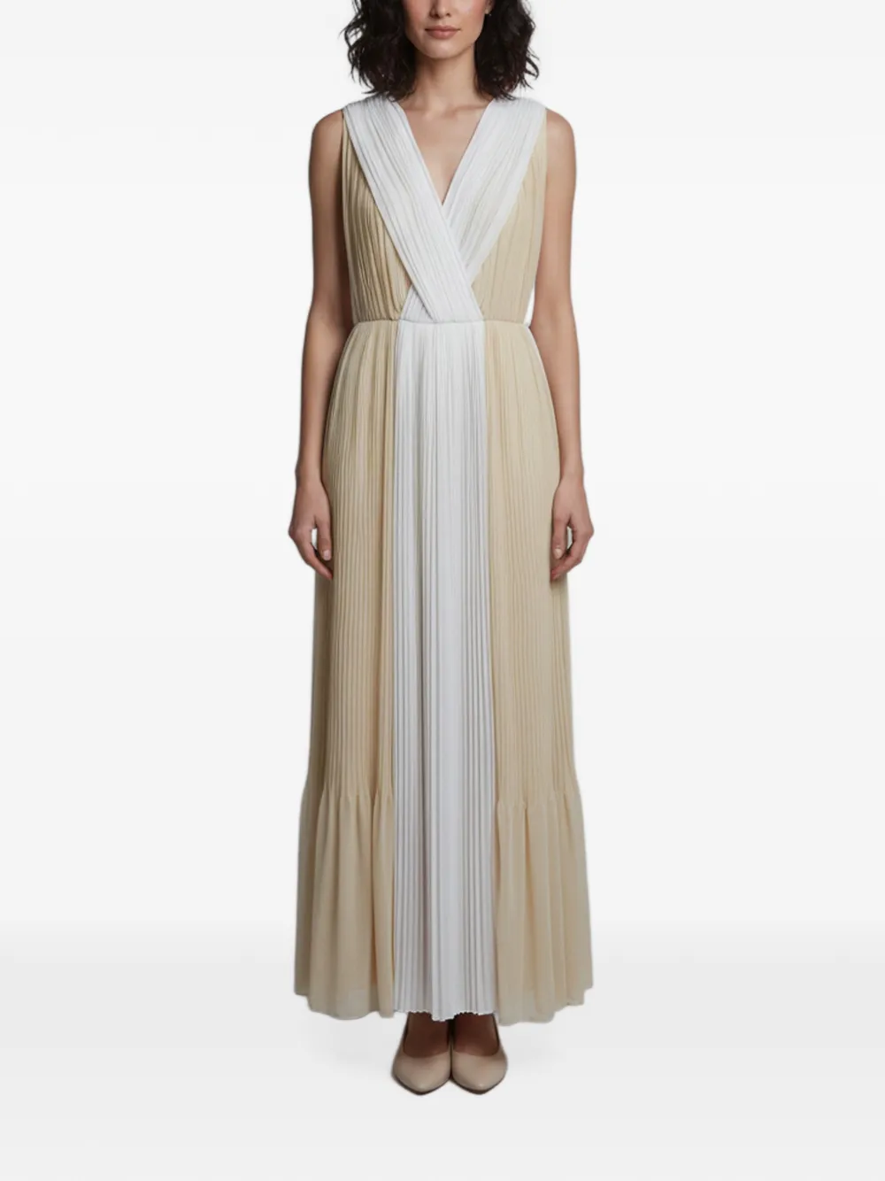 Chloé Pre-Owned Plissiertes Maxikleid aus Chiffon - Nude