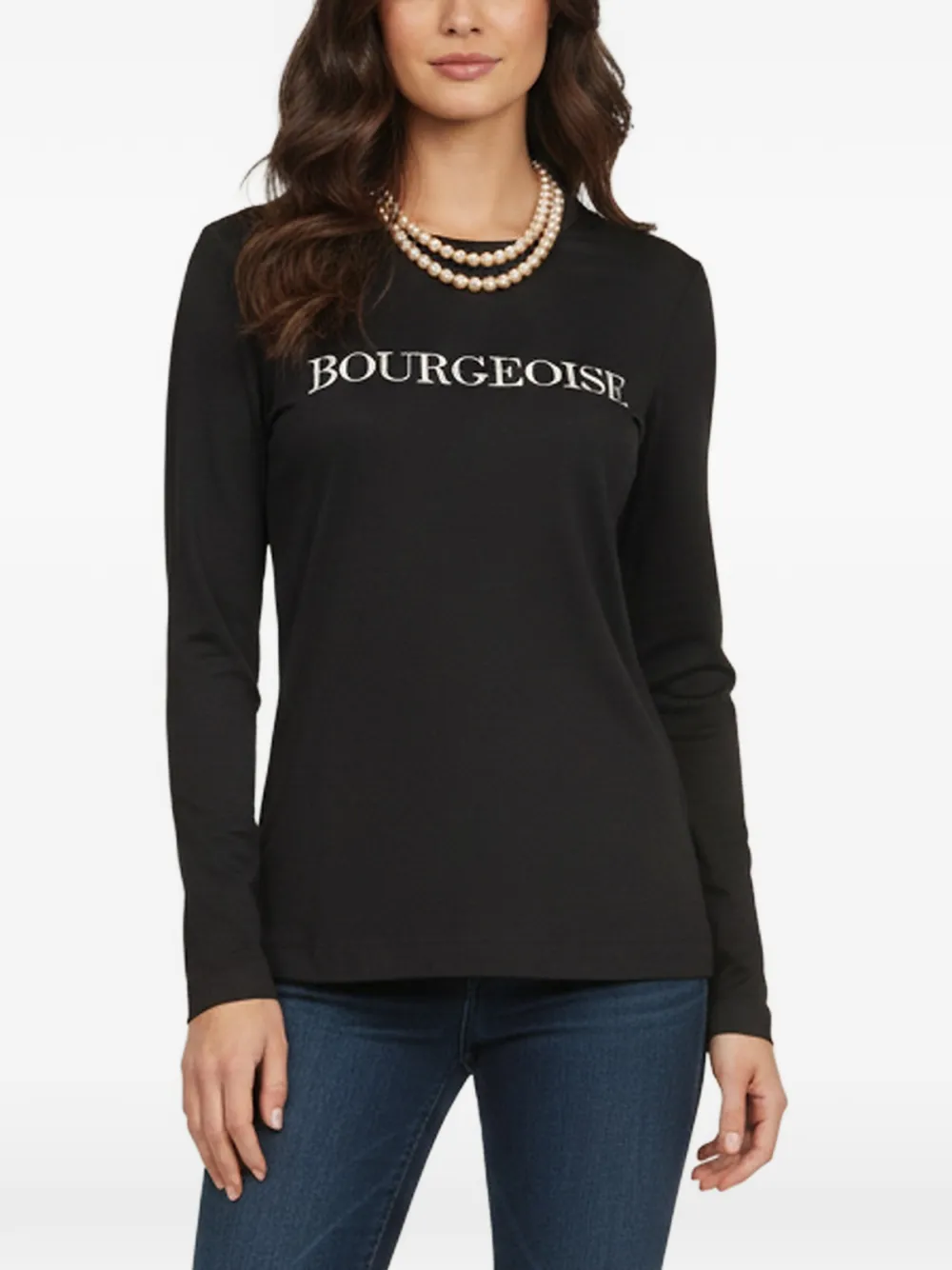 Moschino Cheap & Chic faux pearl-embellished top - Nero