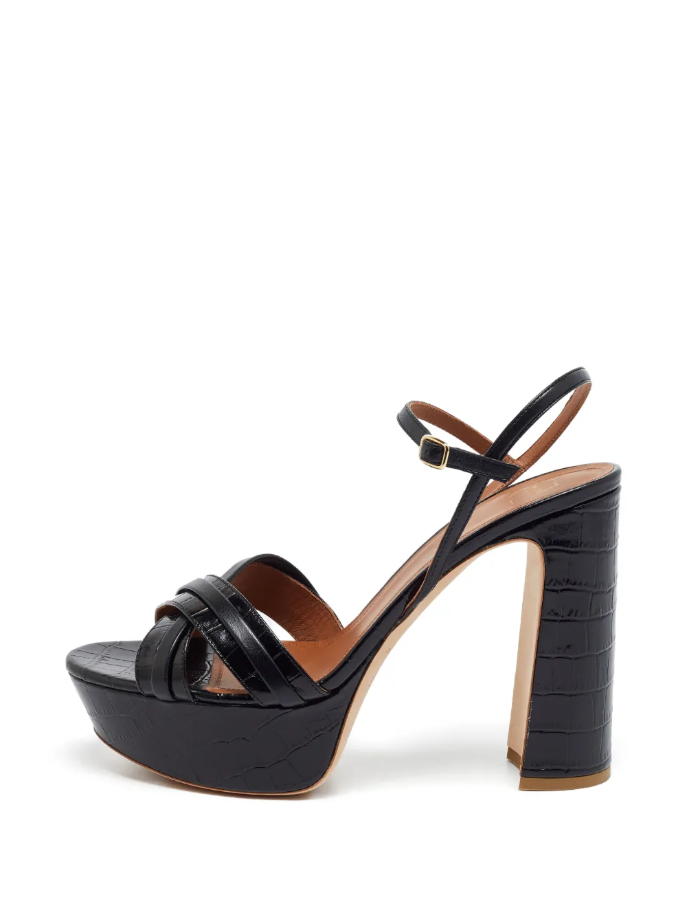 Malone Souliers Mila croc-embossed platform sandals - Schwarz