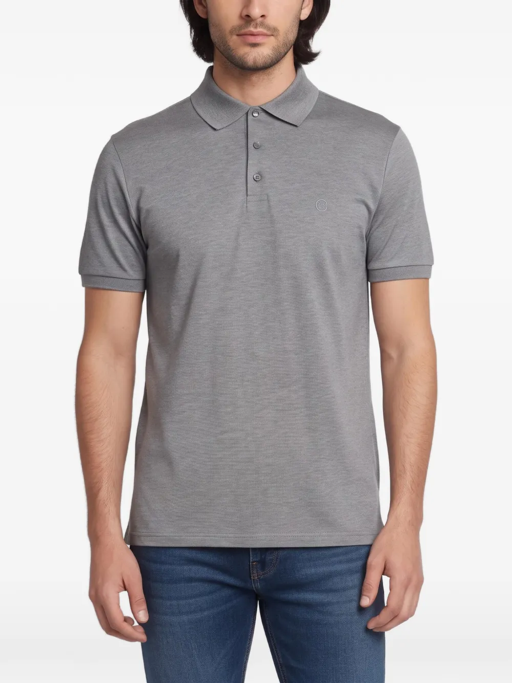 Louis Vuitton Pre-Owned logo-embroidered cotton polo shirt - Grey