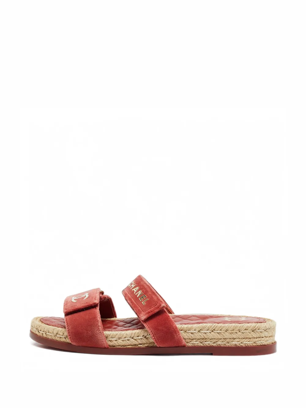 CHANEL Pre-Owned CC velvet sandals - Rot