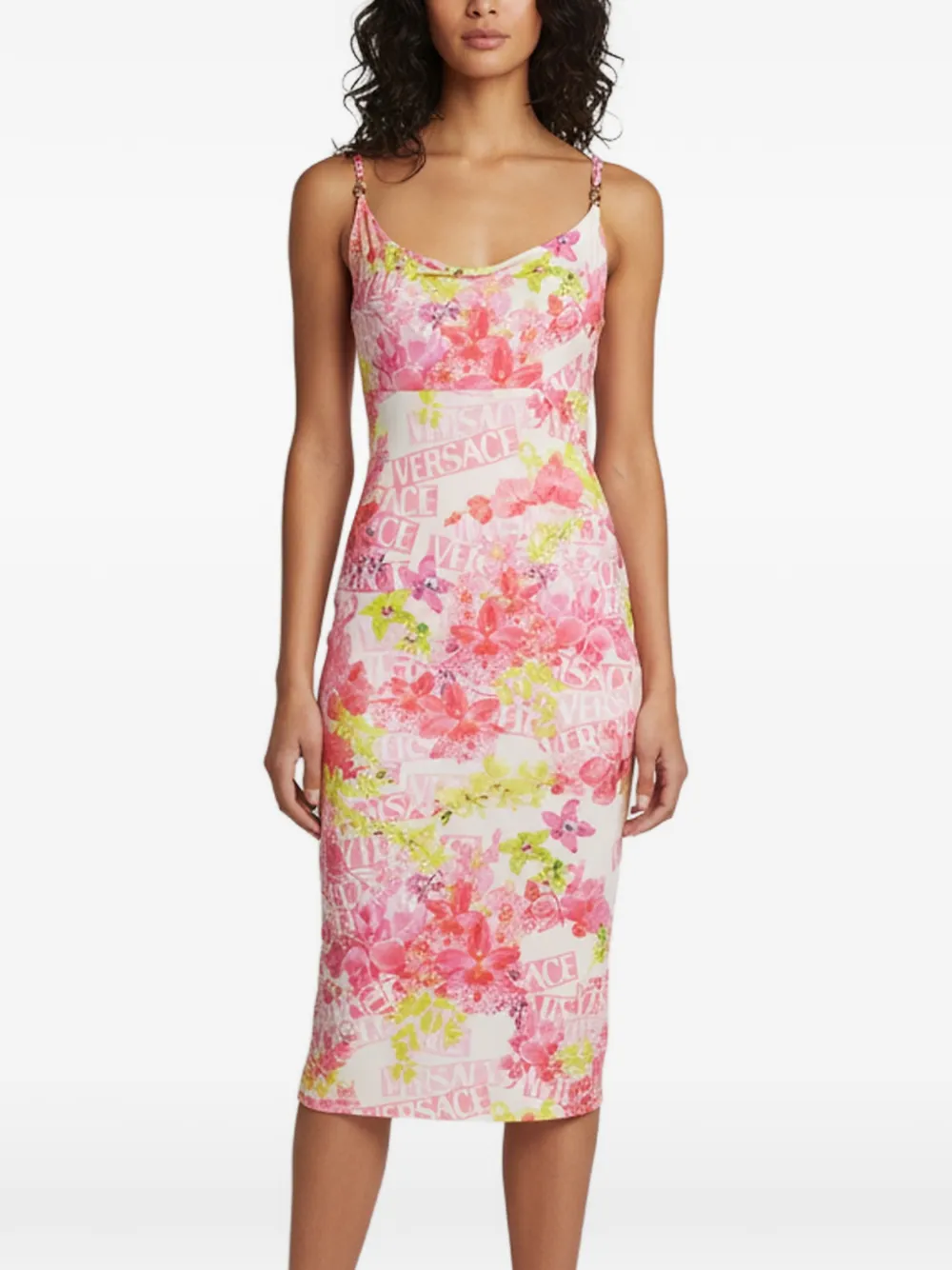 Versace Pre-Owned floral-print midi dress - Bianco