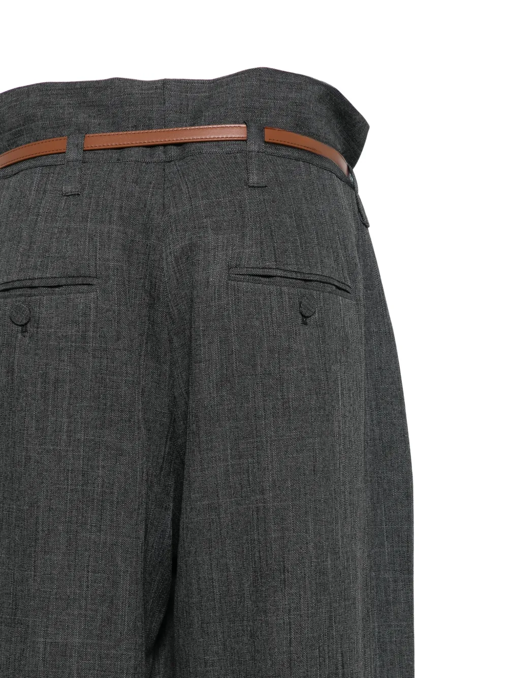 Plan C belted paperbag-waist trousers Grijs