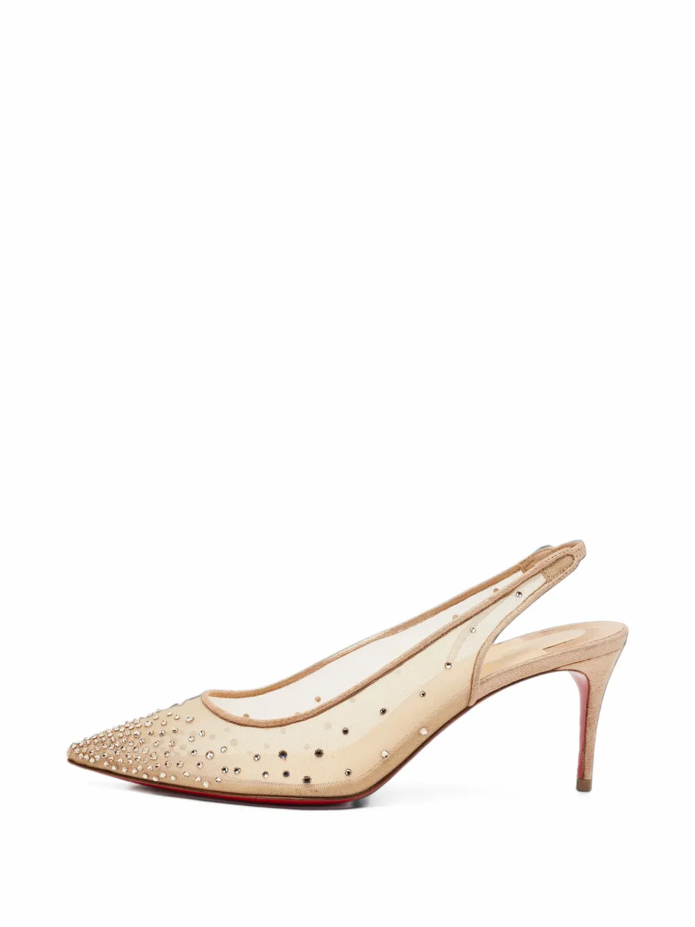 Christian Louboutin Pre-Owned Follies Strass mesh slingback pumps - Nude