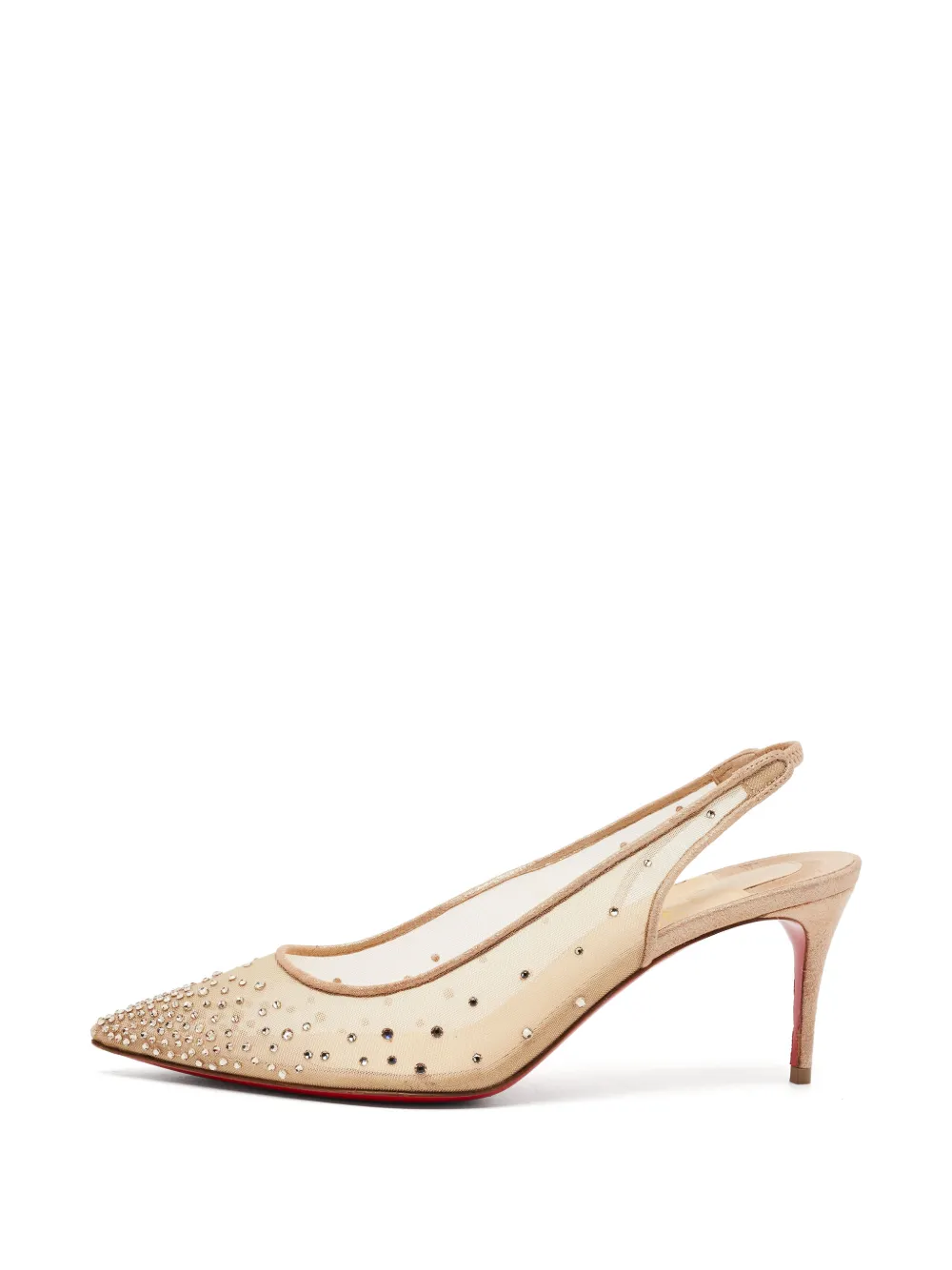 Christian Louboutin Pre-Owned Follies Strass mesh slingback pumps - Nude