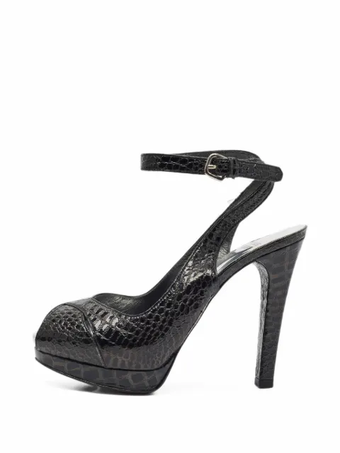 Stuart Weitzman python-embossed peep-toe pumps