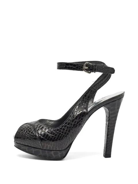 Stuart Weitzman python-embossed peep-toe pumps