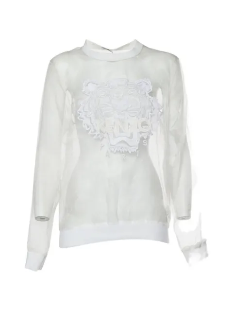 Kenzo Pre-Owned Tiger embroidered organza top